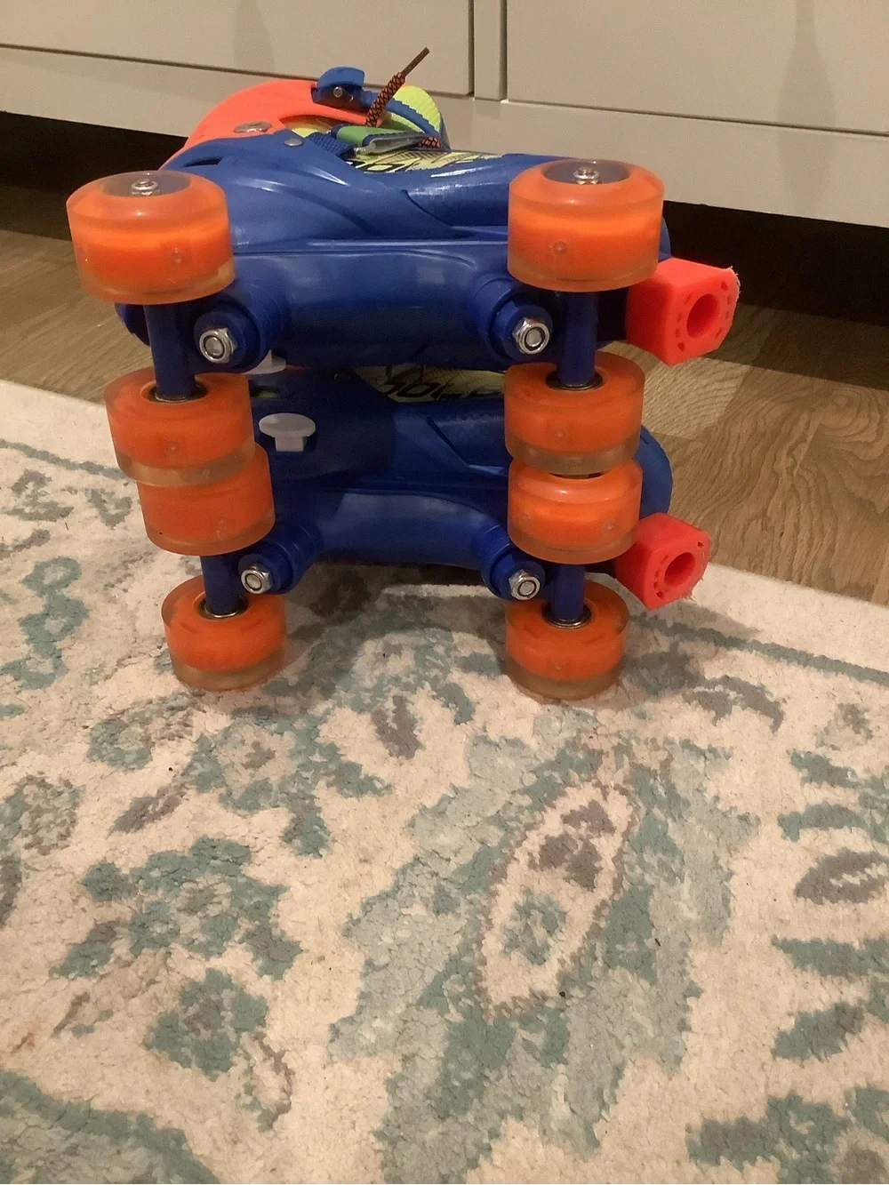 Kids Adjustable Quad Roller Skates - Blue & Neon Green